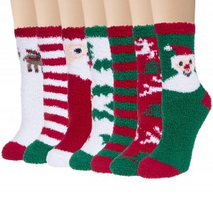 CHALIER GLYR 7 Pairs Fuzzy Socks for Women Warm Cozy Slipper Socks Fluffy Socks Christmas Gifts