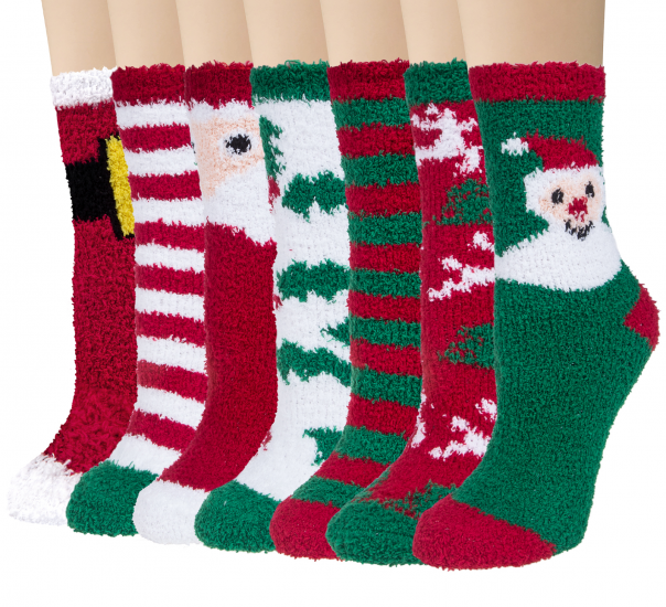 CHALIER GLYR 7 Pairs Fuzzy Socks for Women Warm Cozy Slipper Socks Fluffy Socks Christmas Gifts - Click Image to Close